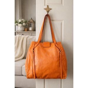 Marc by Marc Jacobs Moto Orange Leather Tote Bag 100% Cowhide Designer Luxury
